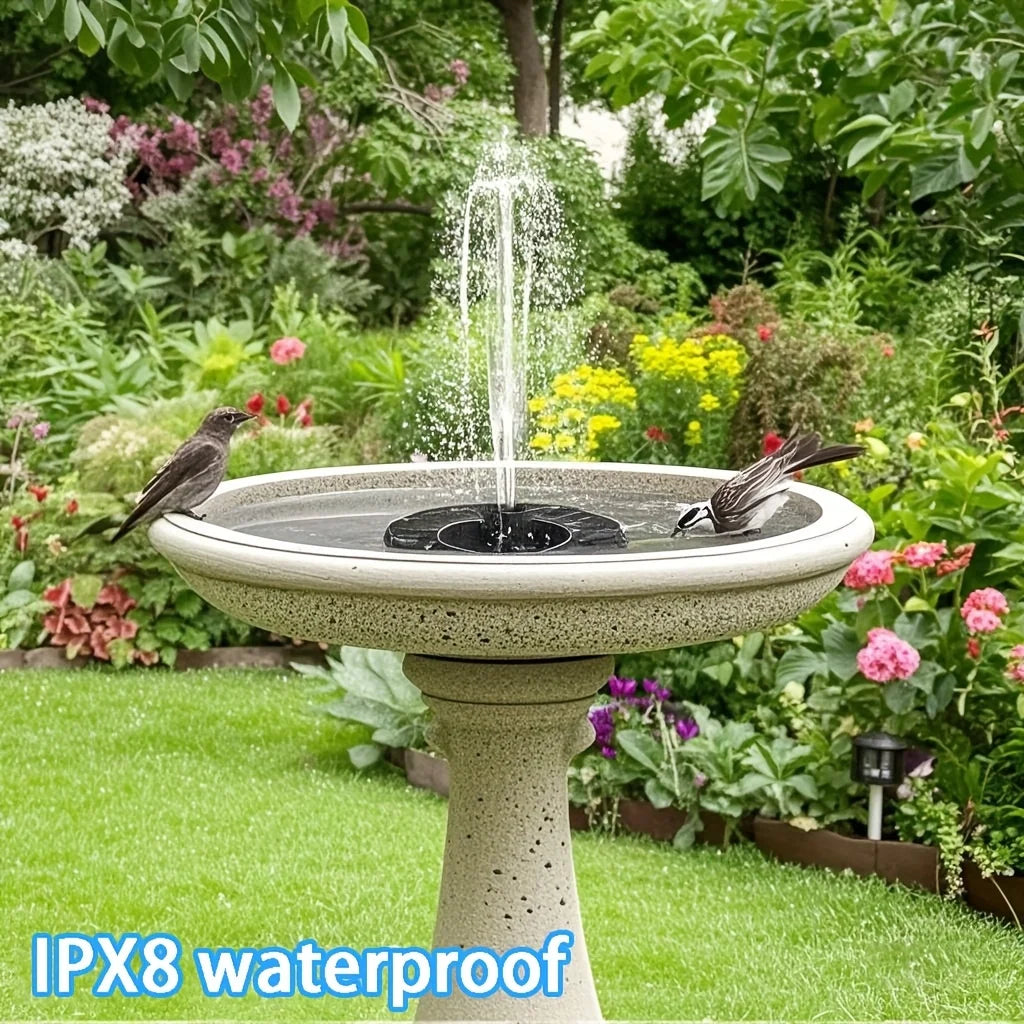 Solar-Powered Automatic Fountain with 6 Nozzle,for Blue Bird Bath for Gardens,Fish Tanks & Outdoor Use–for Continuous Water Flow