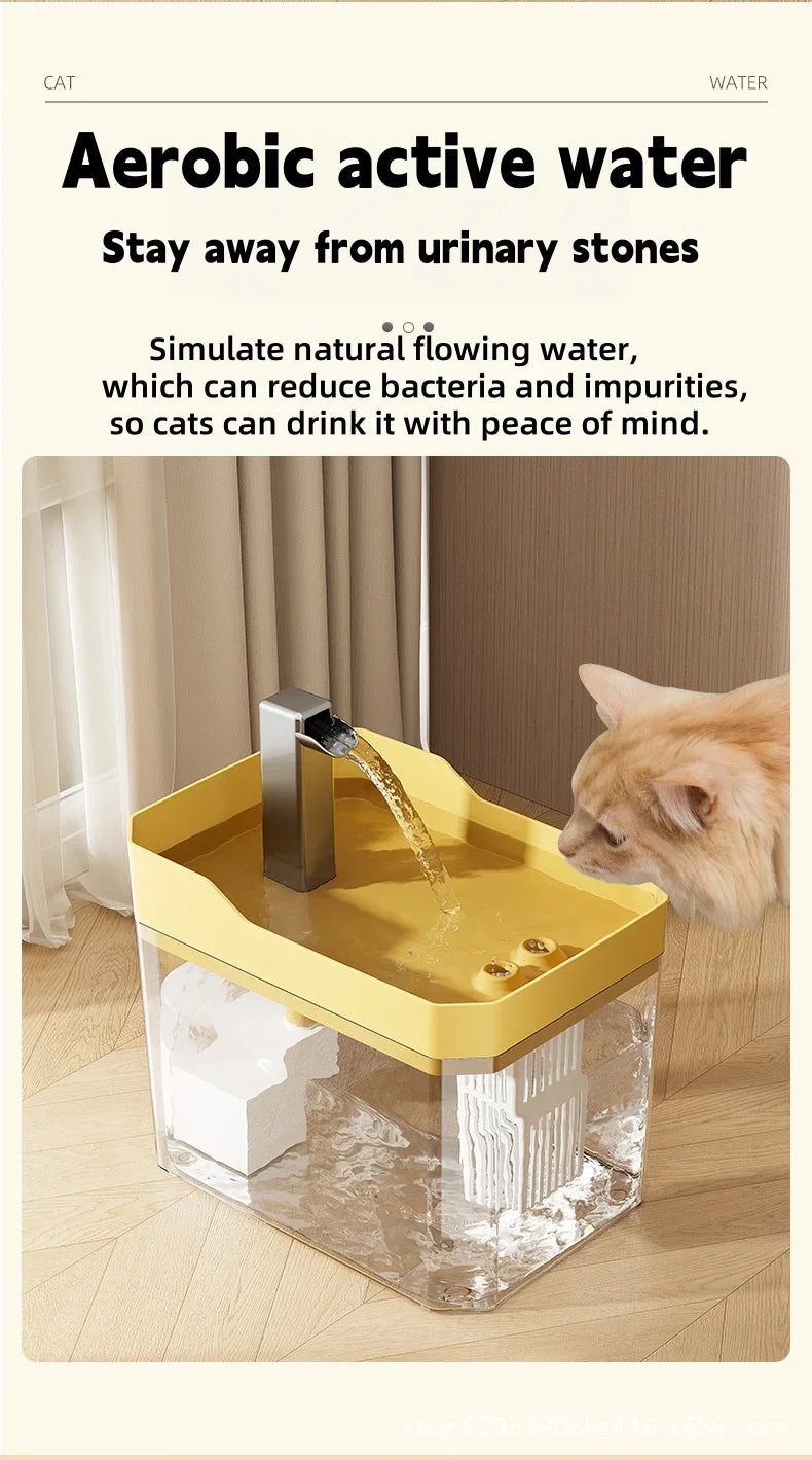 1.5L Cat Water Fountain Automatic Filter USB Pet Drinking Dispenser Live Water Circulation Fresh Flow for Cats and Small Dogs