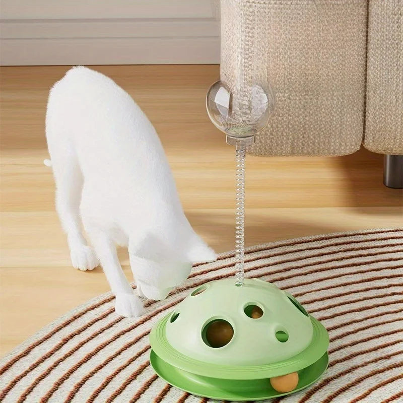 [Interactive Cat & Dog Toy] 3-in-1 Interactive Cat & Dog Toy - Treat Dispenser Ball with Rotating Teaser Stick,Leak-Proof Puzzle