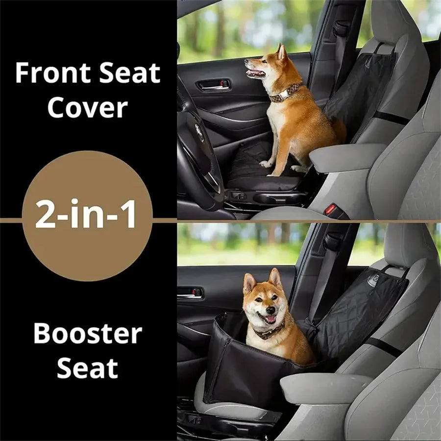 Fabric dog car seat cover, quilted, waterproof, anti slip, suitable for pet height increasing seats in cars, trucks, and SUVs