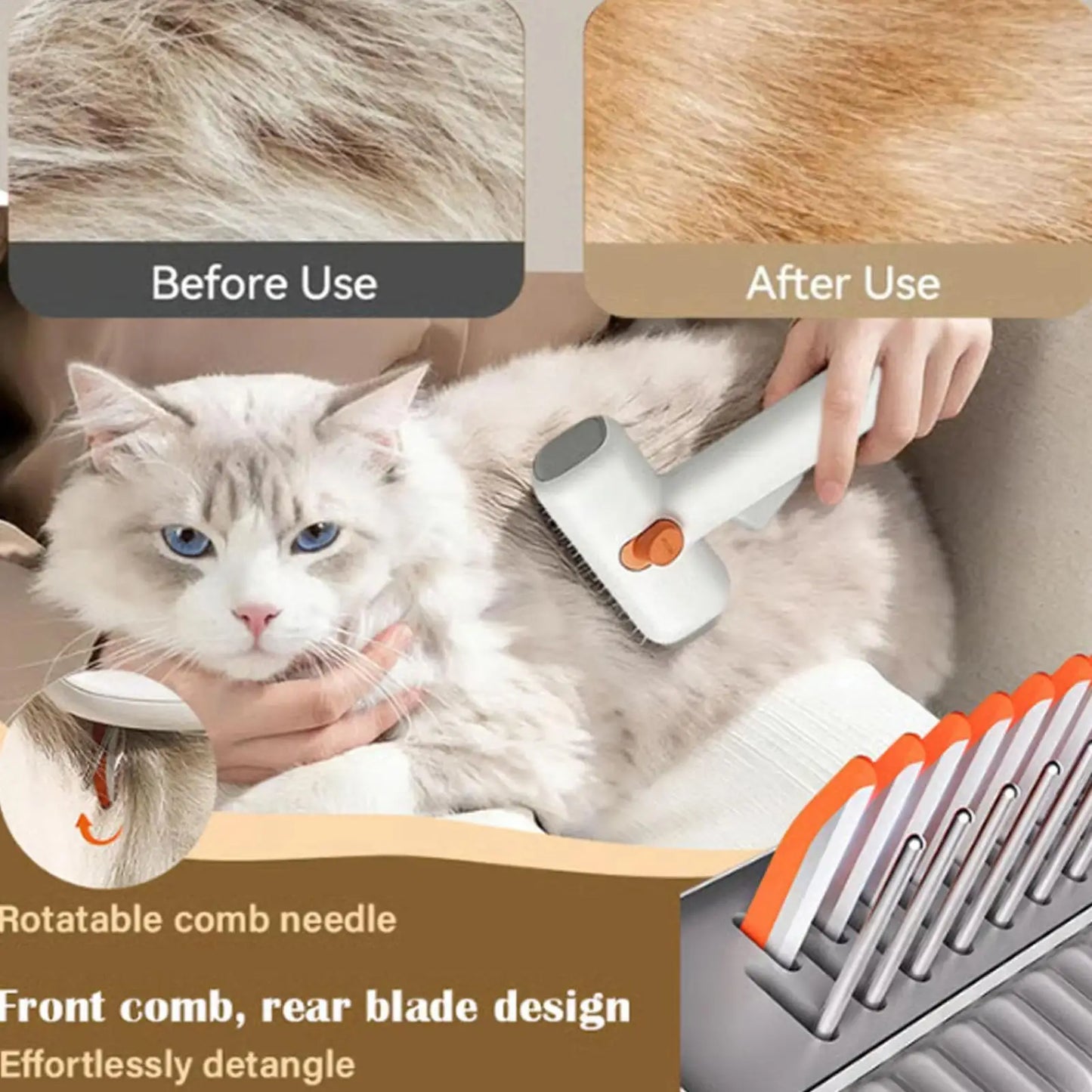 Dog Shedding Brush Self-Detangling Professional Hair Remover Pet Grooming Comb for Cats Puppy Horse Doodle Bathing Washing