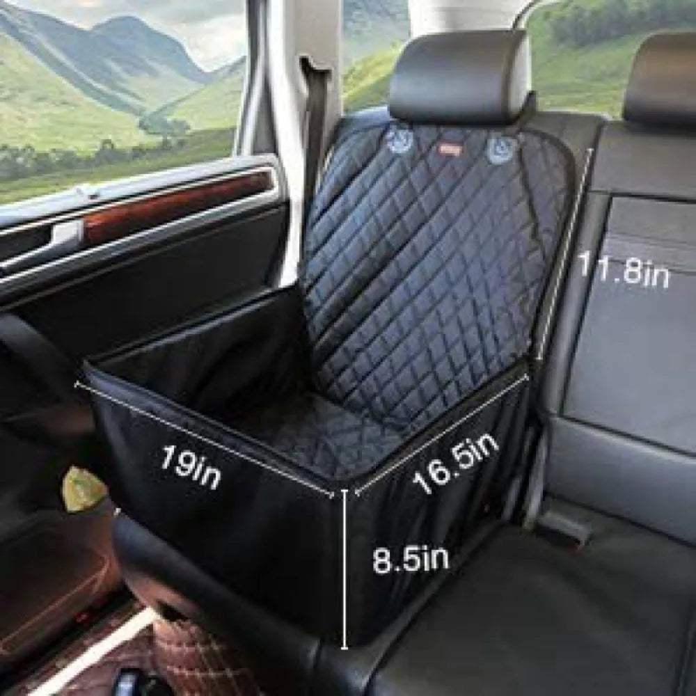 Fabric dog car seat cover, quilted, waterproof, anti slip, suitable for pet height increasing seats in cars, trucks, and SUVs