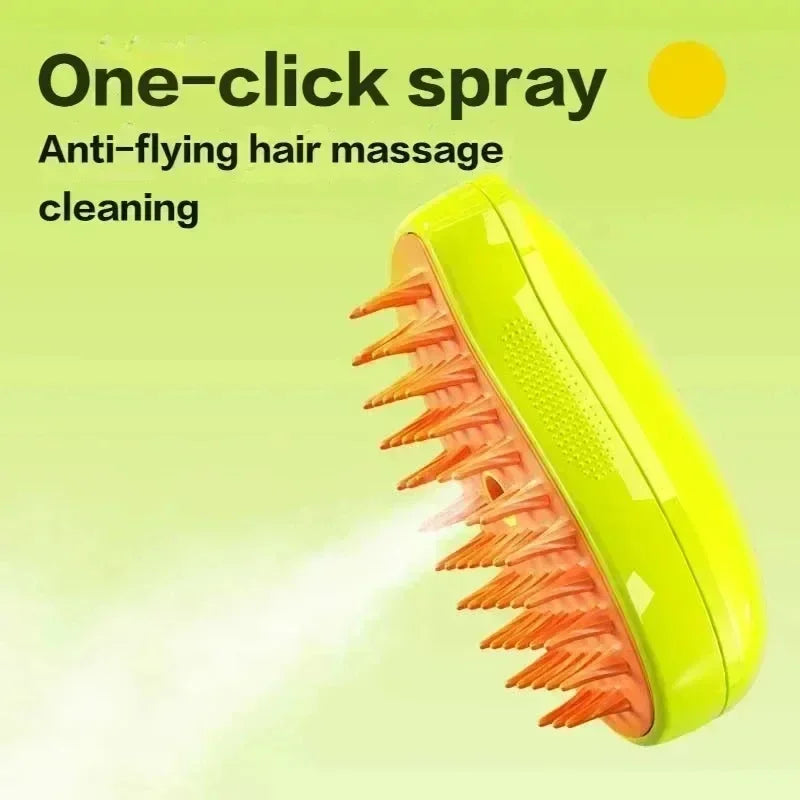 3-in-1 Electric Steam Brush for Pets - Dog And Cat Grooming Comb with Spray Massage And Hair Removal Features