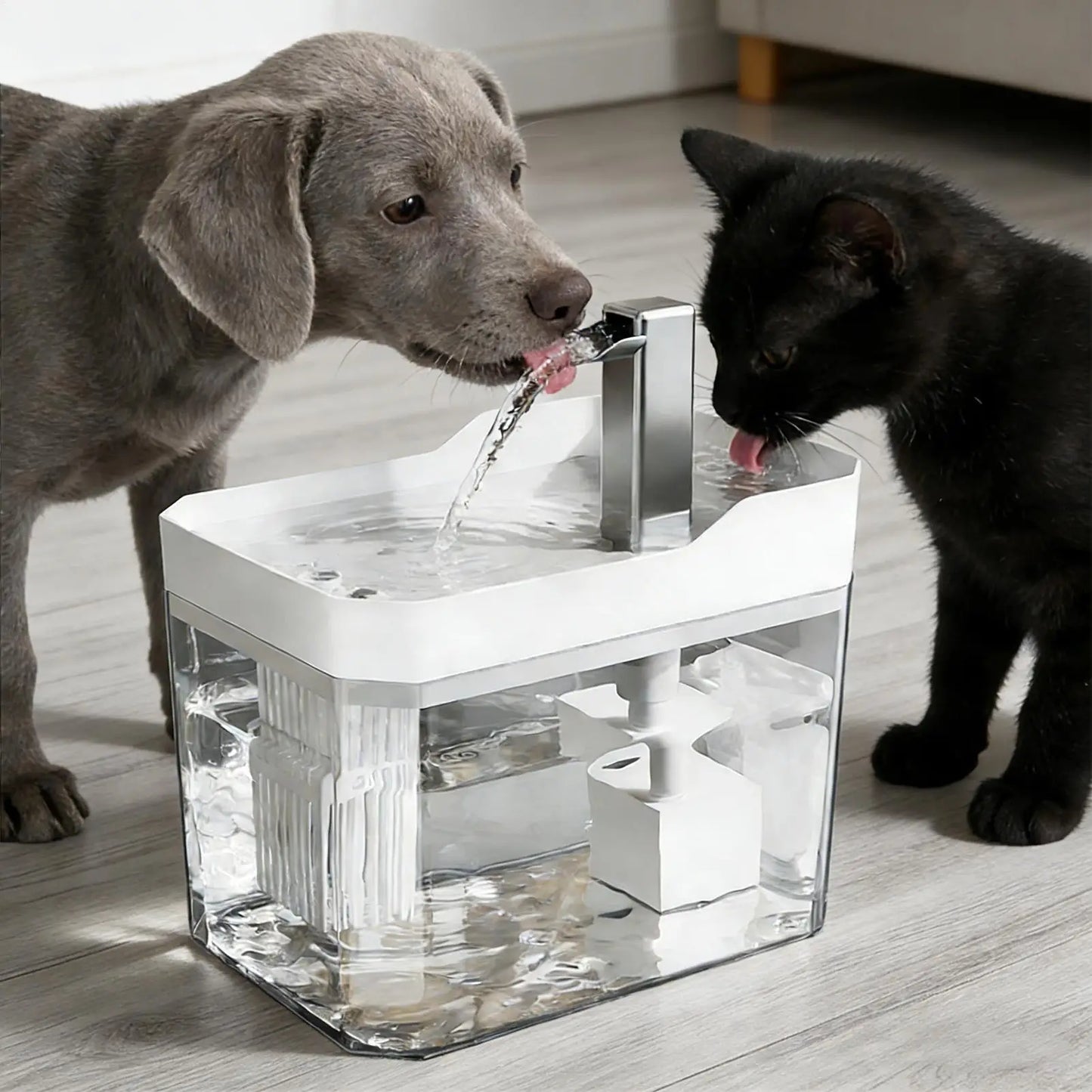 Automatic Cat Water Fountain 1.5L Dynamic Easy To Clean Intelligent Sensing Waterer Automatic Water Feeder Indoor for Home Dorm
