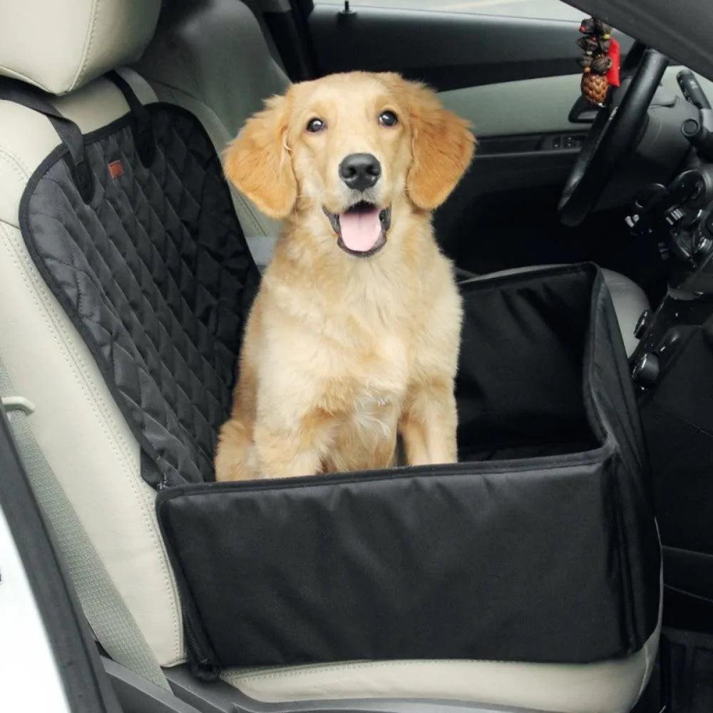 Fabric dog car seat cover, quilted, waterproof, anti slip, suitable for pet height increasing seats in cars, trucks, and SUVs