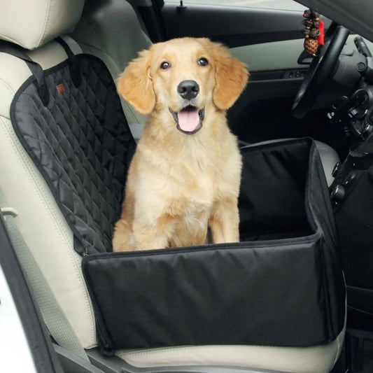 Fabric dog car seat cover, quilted, waterproof, anti slip, suitable for pet height increasing seats in cars, trucks, and SUVs