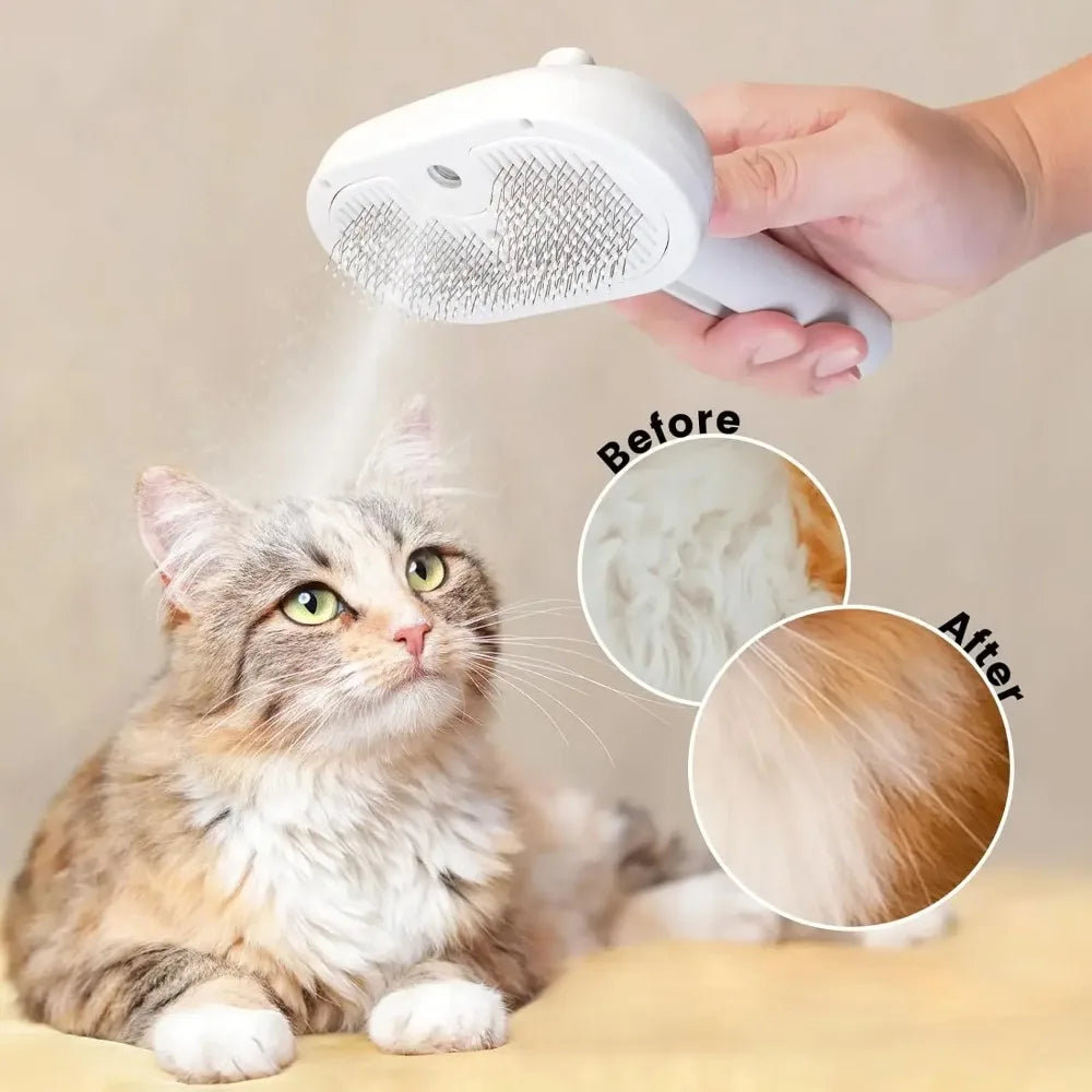 Upgraded Pet Steam Brush Spray Grooming Comb Hair Removal Cleaning Tool Steamy Floating for Dogs Cats Accessories Styling