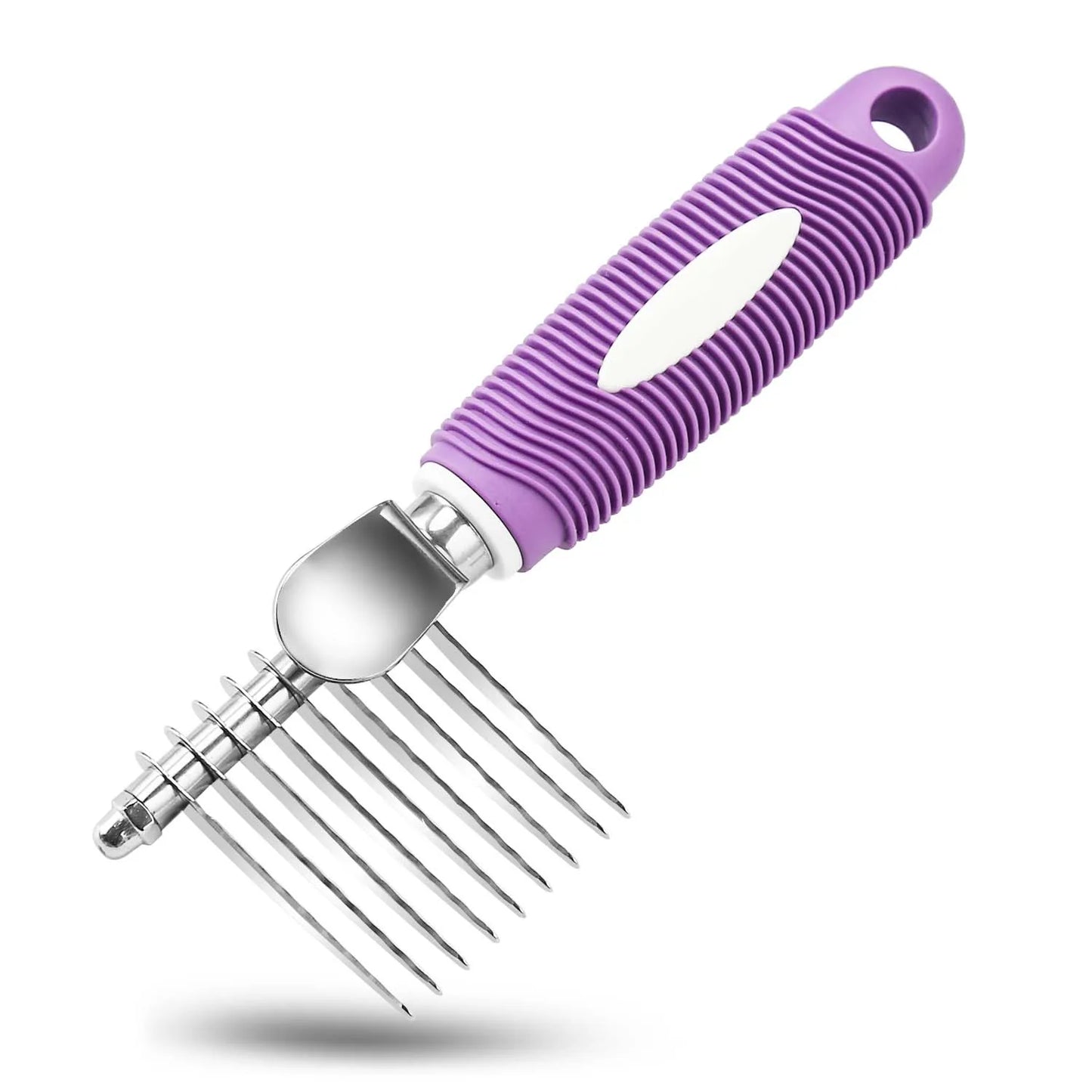 Pet Dematting Fur Rake Comb Brush Tool Dog and Cat Comb with Long Safety Blades for Detangling Matted or Knotted Undercoat Hair