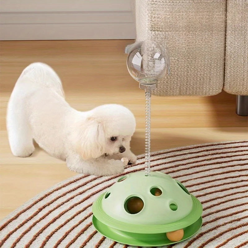 [Interactive Cat & Dog Toy] 3-in-1 Interactive Cat & Dog Toy - Treat Dispenser Ball with Rotating Teaser Stick,Leak-Proof Puzzle