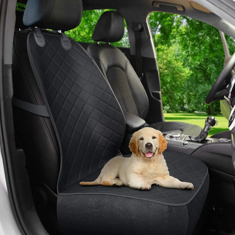 Fabric dog car seat cover, quilted, waterproof, anti slip, suitable for pet height increasing seats in cars, trucks, and SUVs