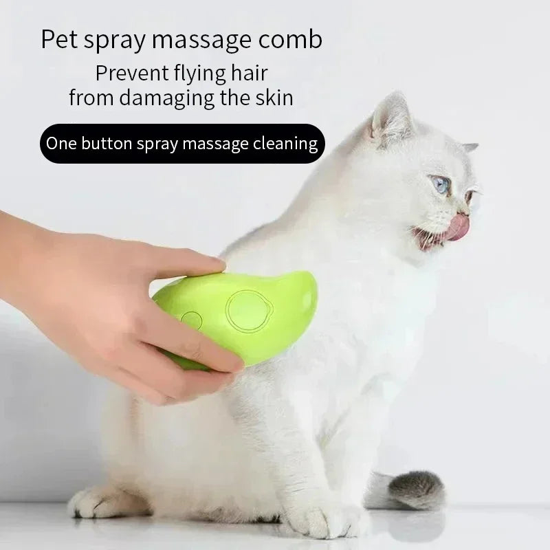 3-in-1 Electric Steam Brush for Pets - Dog And Cat Grooming Comb with Spray Massage And Hair Removal Features