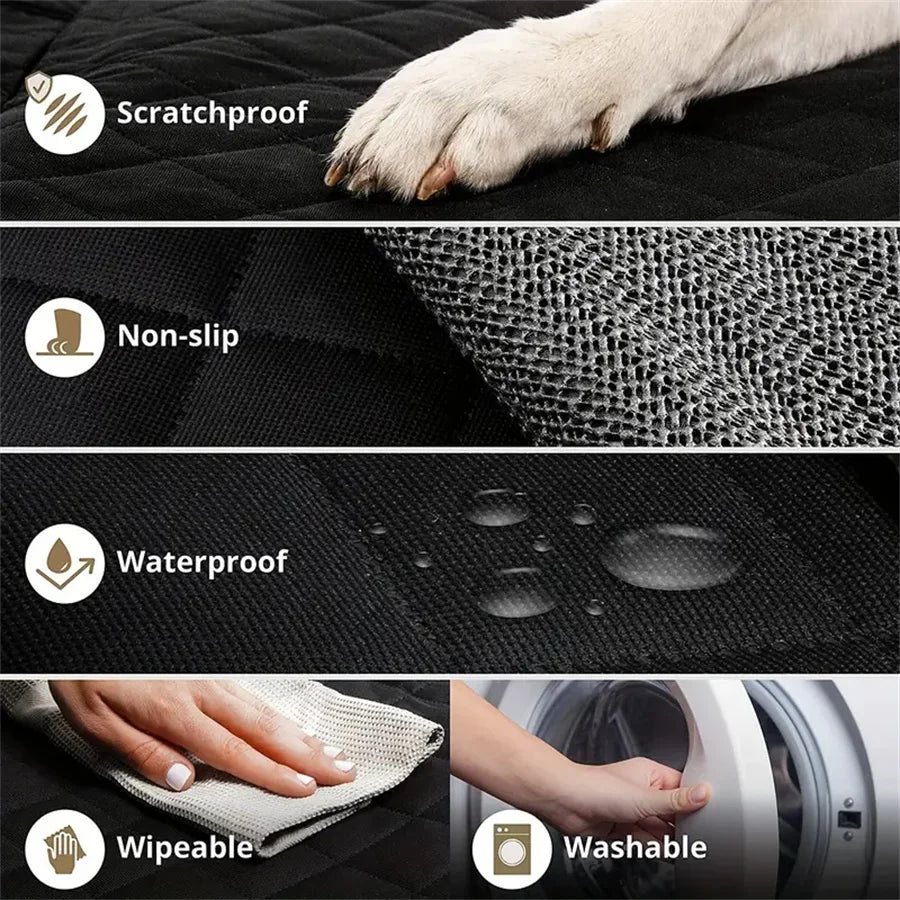 Fabric dog car seat cover, quilted, waterproof, anti slip, suitable for pet height increasing seats in cars, trucks, and SUVs