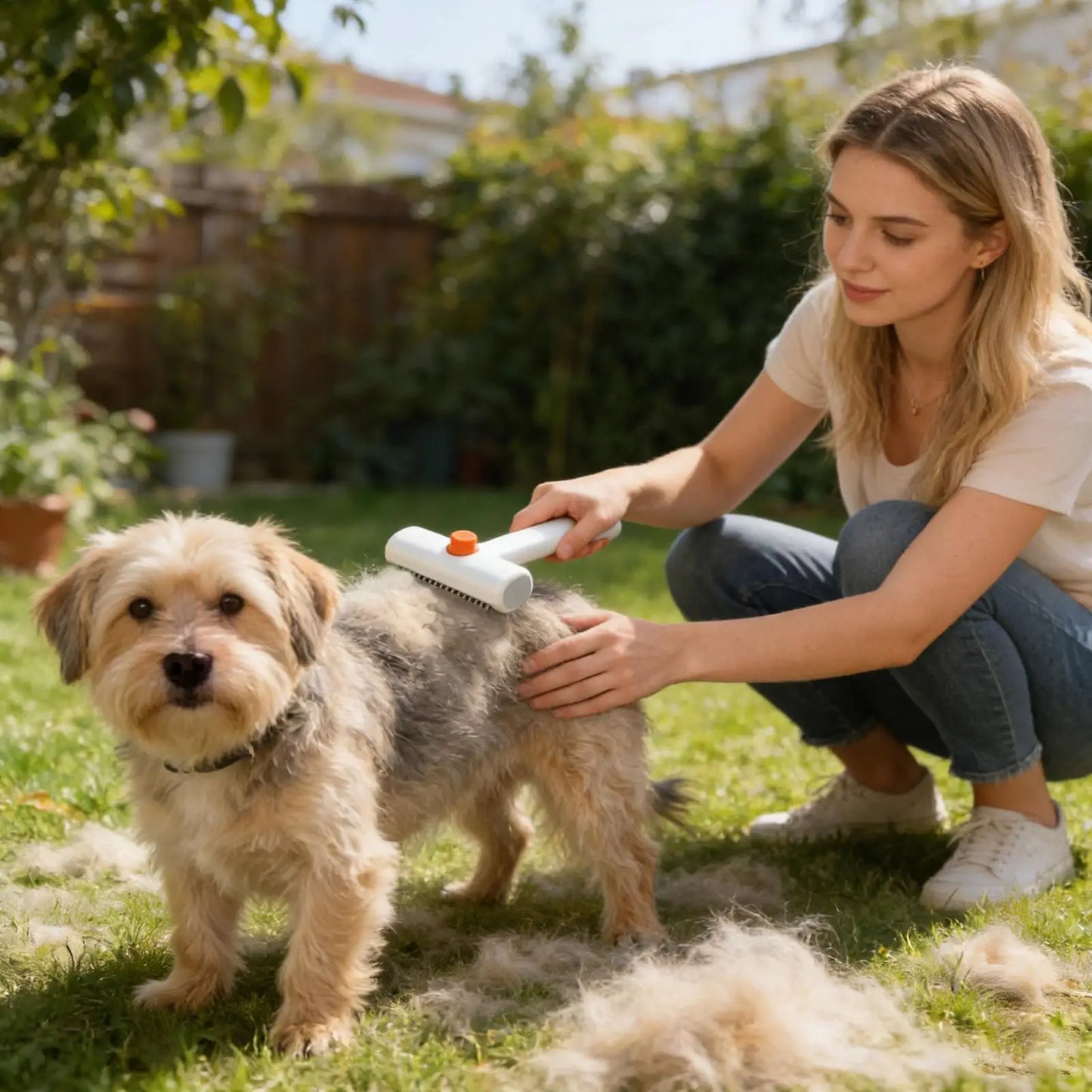 Dog Shedding Brush Self-Detangling Professional Hair Remover Pet Grooming Comb for Cats Puppy Horse Doodle Bathing Washing