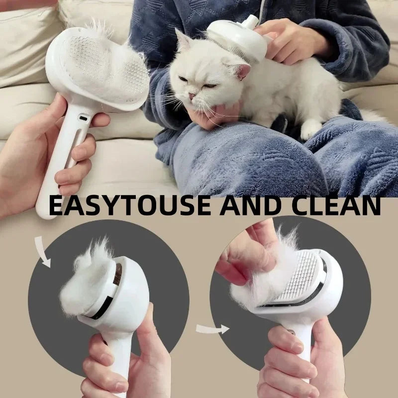 Upgraded Pet Steam Brush Spray Grooming Comb Hair Removal Cleaning Tool Steamy Floating for Dogs Cats Accessories Styling