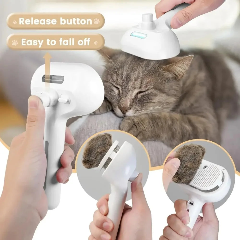 Upgraded Pet Steam Brush Spray Grooming Comb Hair Removal Cleaning Tool Steamy Floating for Dogs Cats Accessories Styling