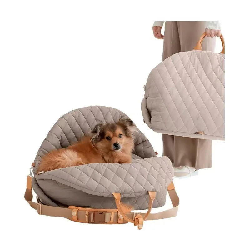 Dog Car Seat for Small Dogs, 3-in-1 Travel Carrier & Dog Bed for Car, Washable, Anti-Slip, Safety Straps, Fits Front & Back Seat