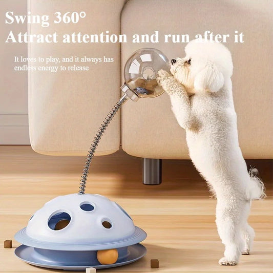 [Interactive Cat & Dog Toy] 3-in-1 Interactive Cat & Dog Toy - Treat Dispenser Ball with Rotating Teaser Stick,Leak-Proof Puzzle
