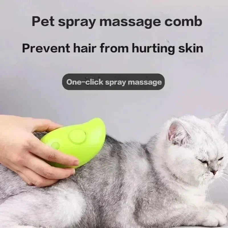 3-in-1 Electric Steam Brush for Pets - Dog And Cat Grooming Comb with Spray Massage And Hair Removal Features