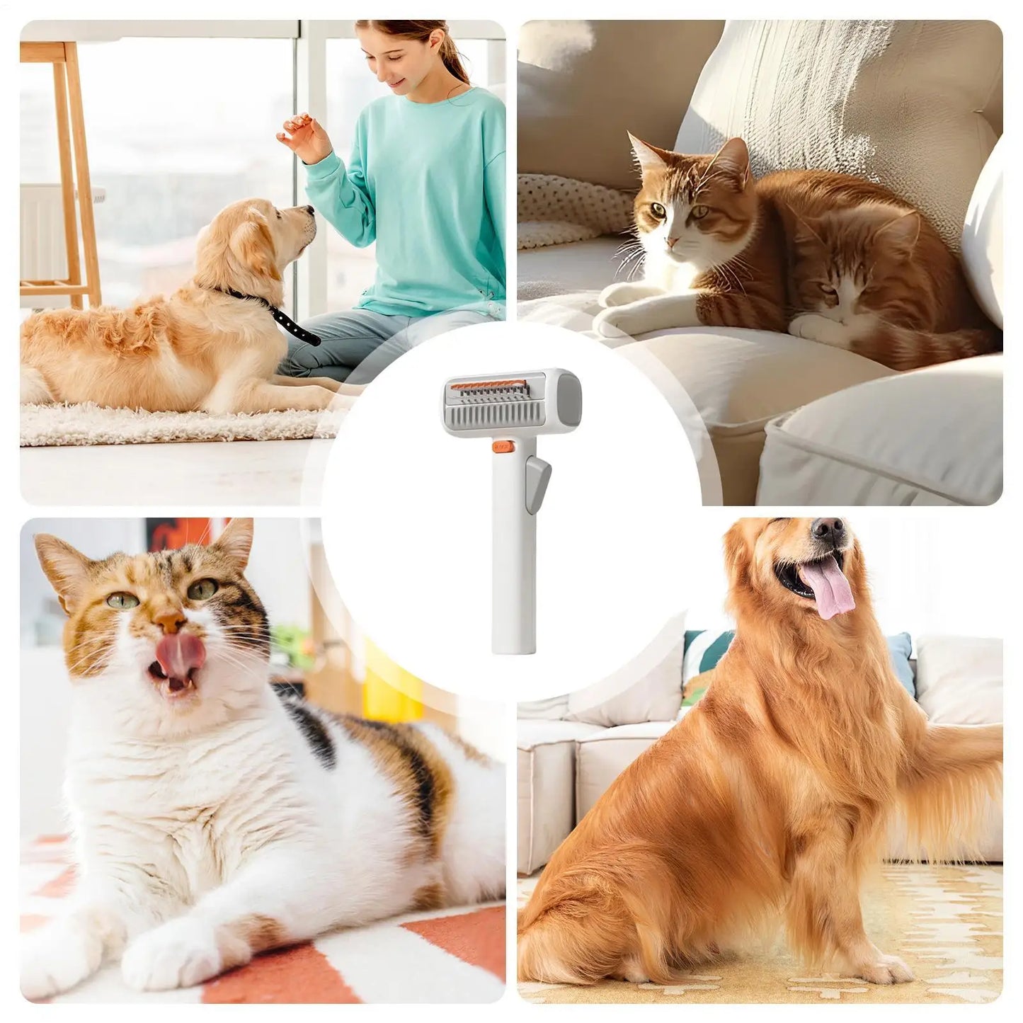 Dog Shedding Brush Self-Detangling Professional Hair Remover Pet Grooming Comb for Cats Puppy Horse Doodle Bathing Washing