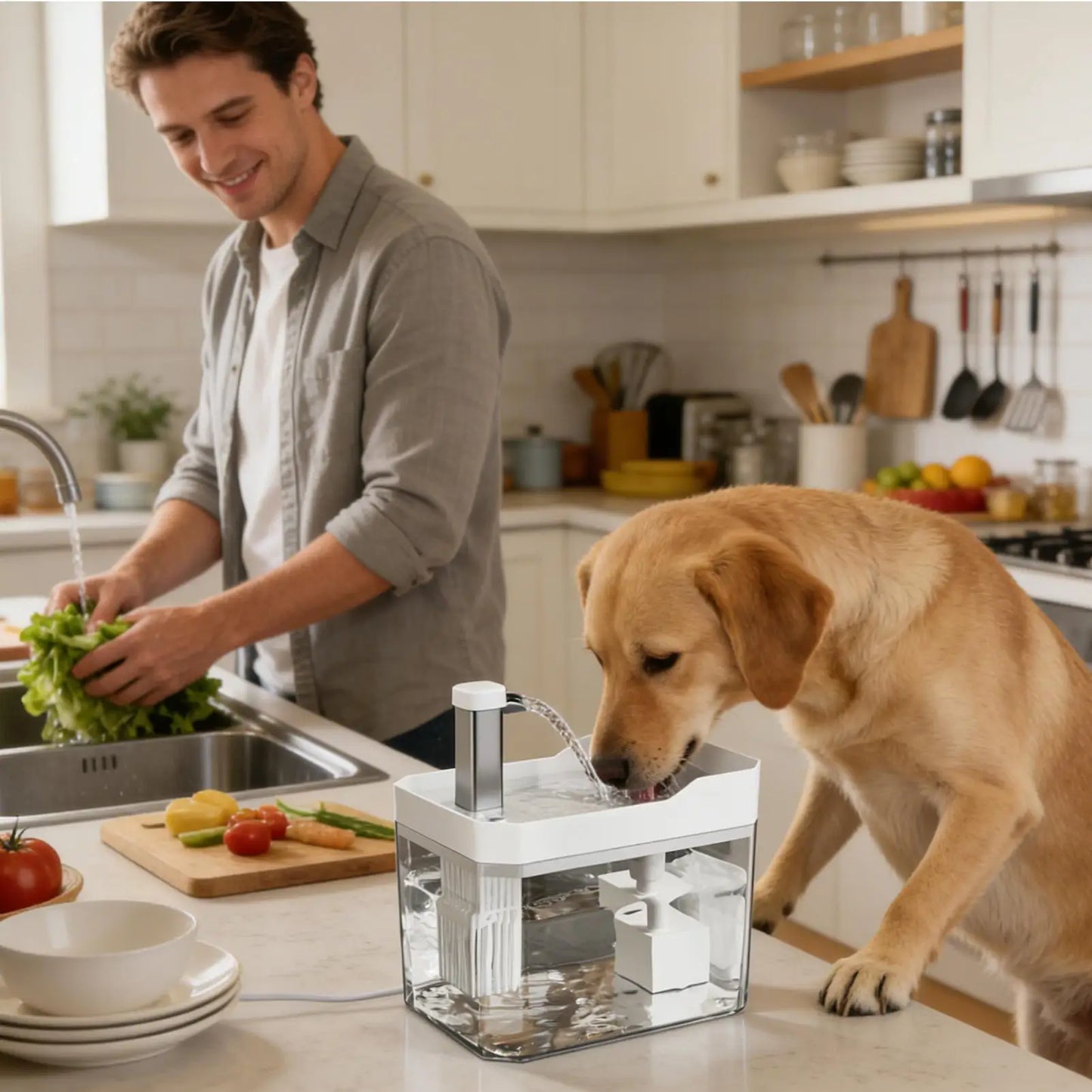 Automatic Cat Water Fountain 1.5L Dynamic Easy To Clean Intelligent Sensing Waterer Automatic Water Feeder Indoor for Home Dorm