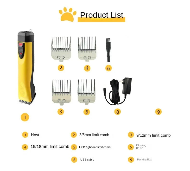Pet Electric Hair Clipper Dog Beauty Clipper Shaver Shaver Full Set Waterproof Multifunctional Cleaning Supplie Detachable Blade