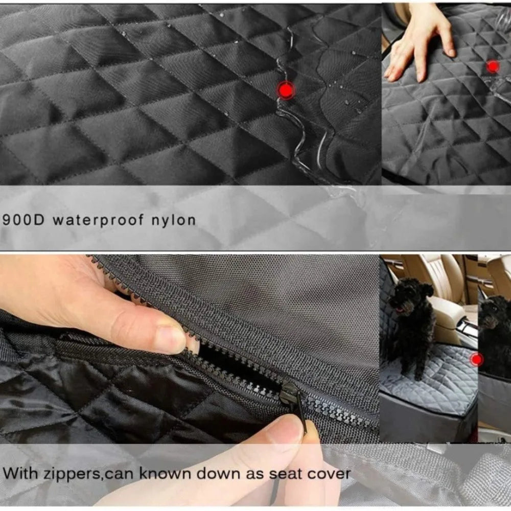 Fabric dog car seat cover, quilted, waterproof, anti slip, suitable for pet height increasing seats in cars, trucks, and SUVs