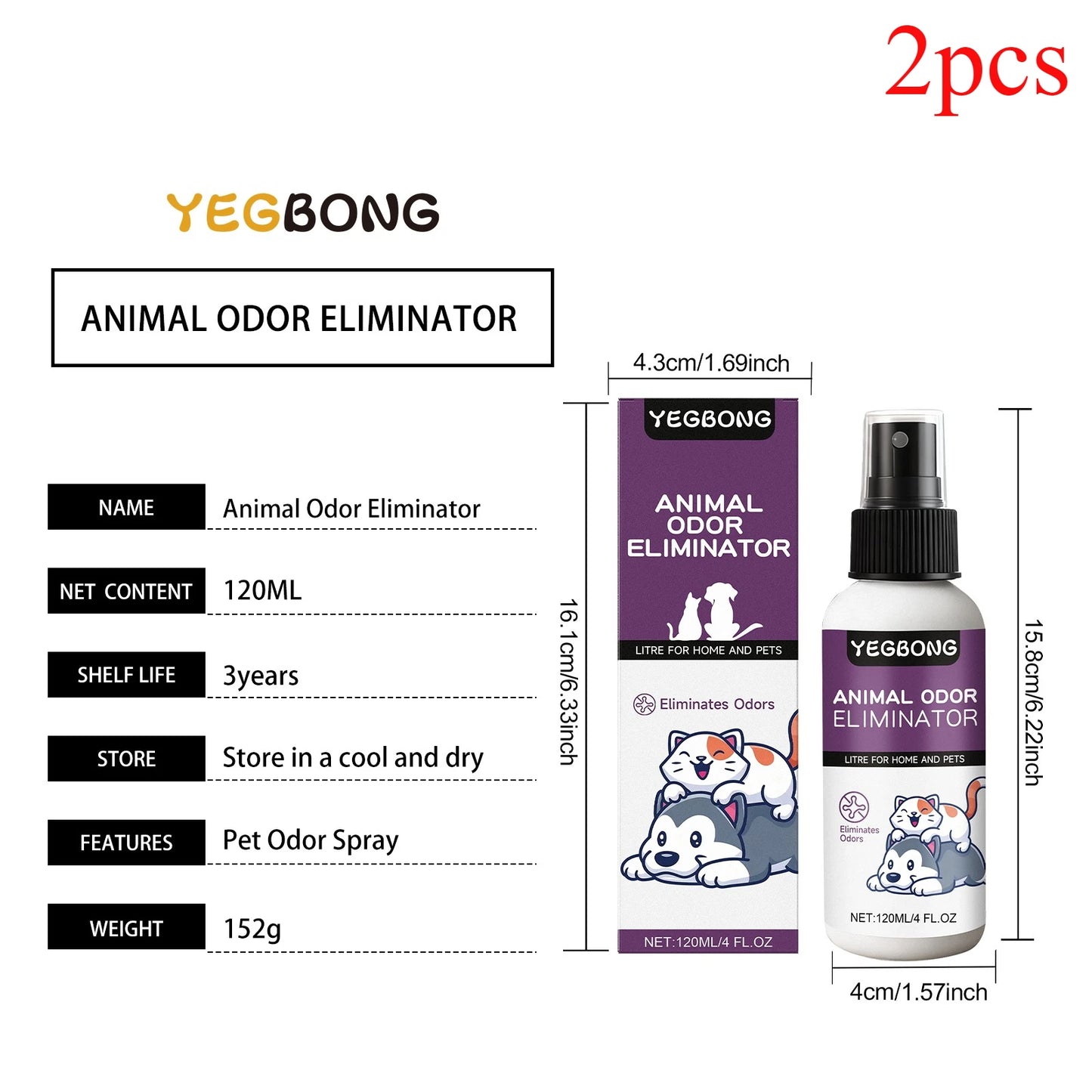 Pet Odor Eliminating Spray, Gentle Cleaning Spray for Daily Household Use, Suitable for Cat Litter Boxes, Dog Pots, and Be