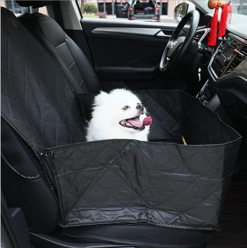 Fabric dog car seat cover, quilted, waterproof, anti slip, suitable for pet height increasing seats in cars, trucks, and SUVs