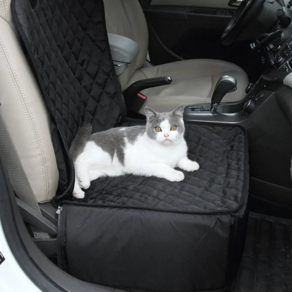 Fabric dog car seat cover, quilted, waterproof, anti slip, suitable for pet height increasing seats in cars, trucks, and SUVs