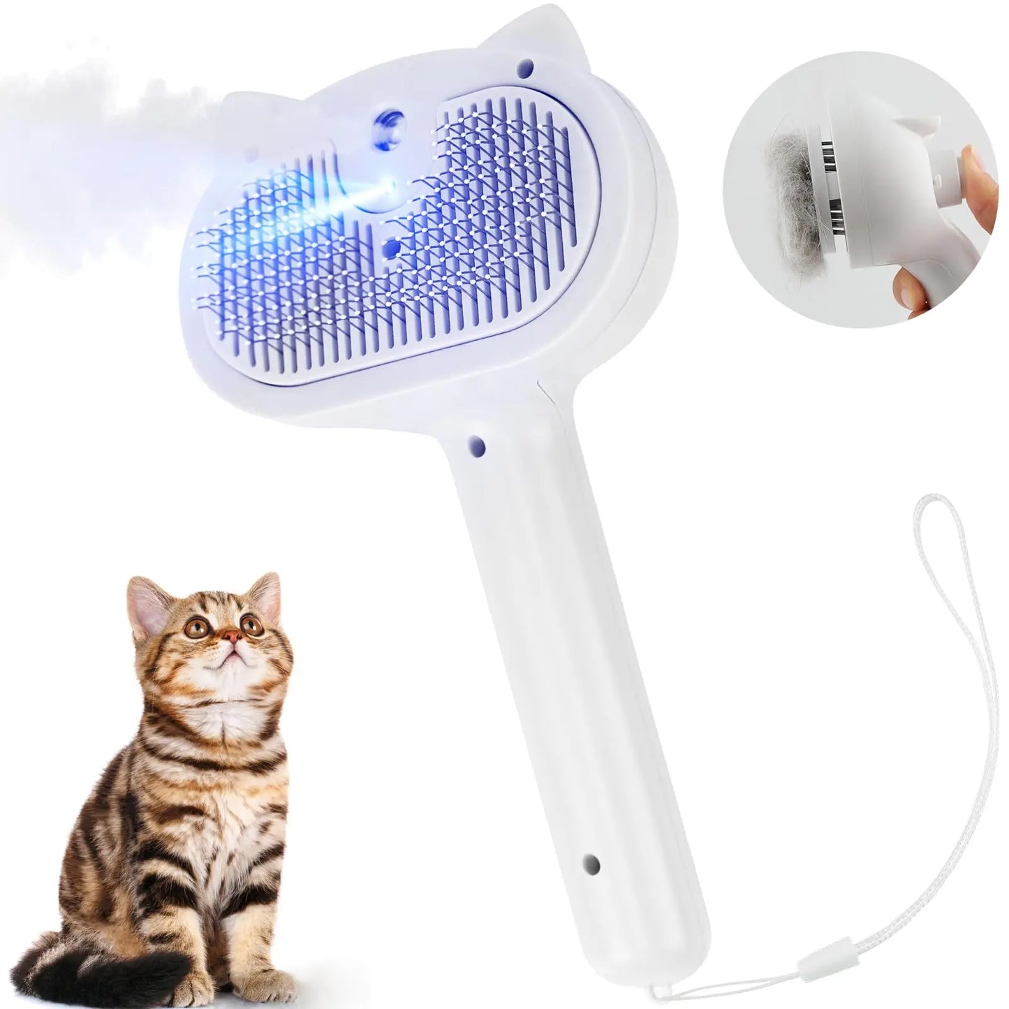 Upgraded Pet Steam Brush Spray Grooming Comb Hair Removal Cleaning Tool Steamy Floating for Dogs Cats Accessories Styling
