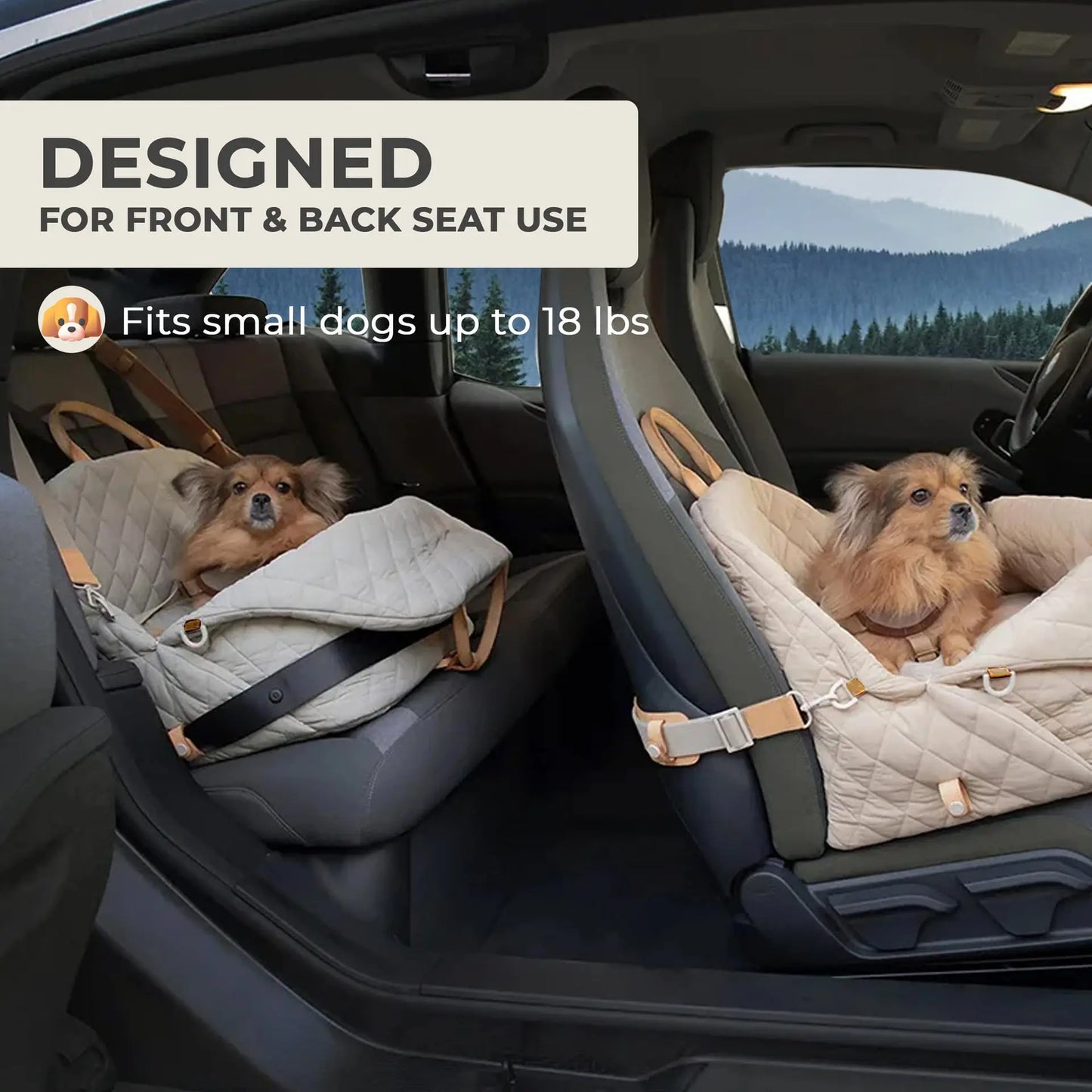 Dog Car Seat for Small Dogs, 3-in-1 Travel Carrier & Dog Bed for Car, Washable, Anti-Slip, Safety Straps, Fits Front & Back Seat